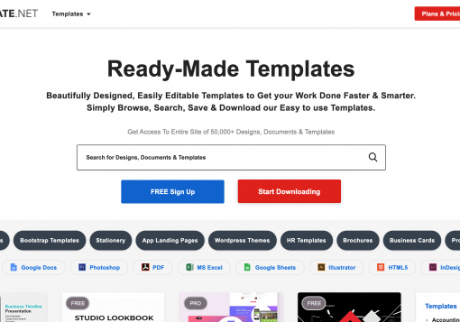 Template.net homepage image
