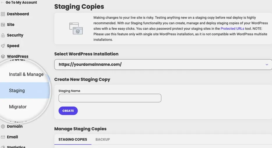 How to change WordPress themes: Siteground staging site