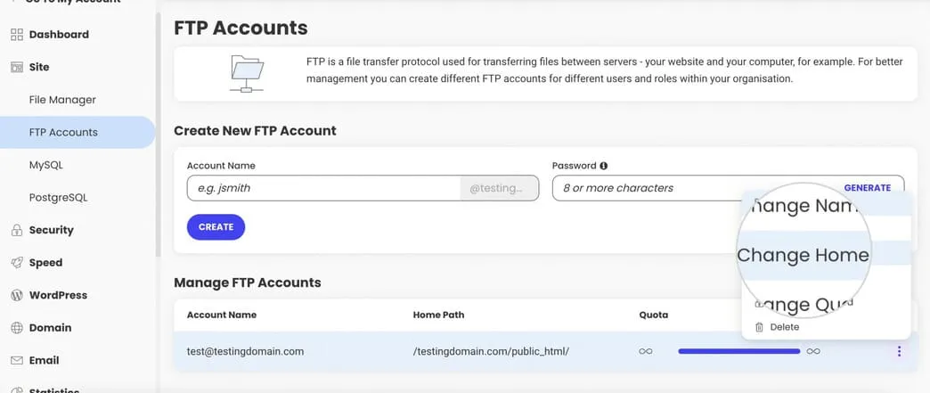 How to Install WordPress theme: Create FTP Account