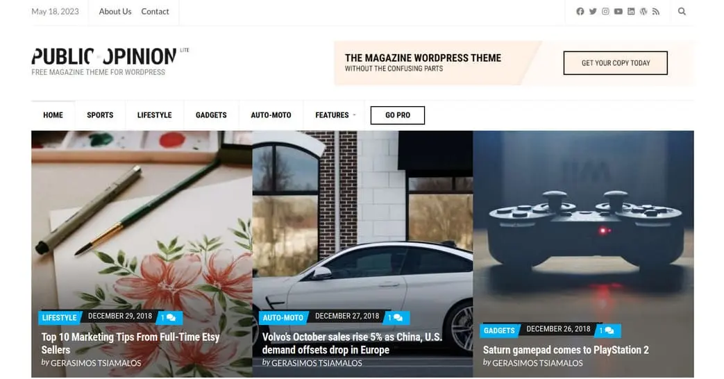 Public Opinion Lite is one of the best WordPress themes for magazines