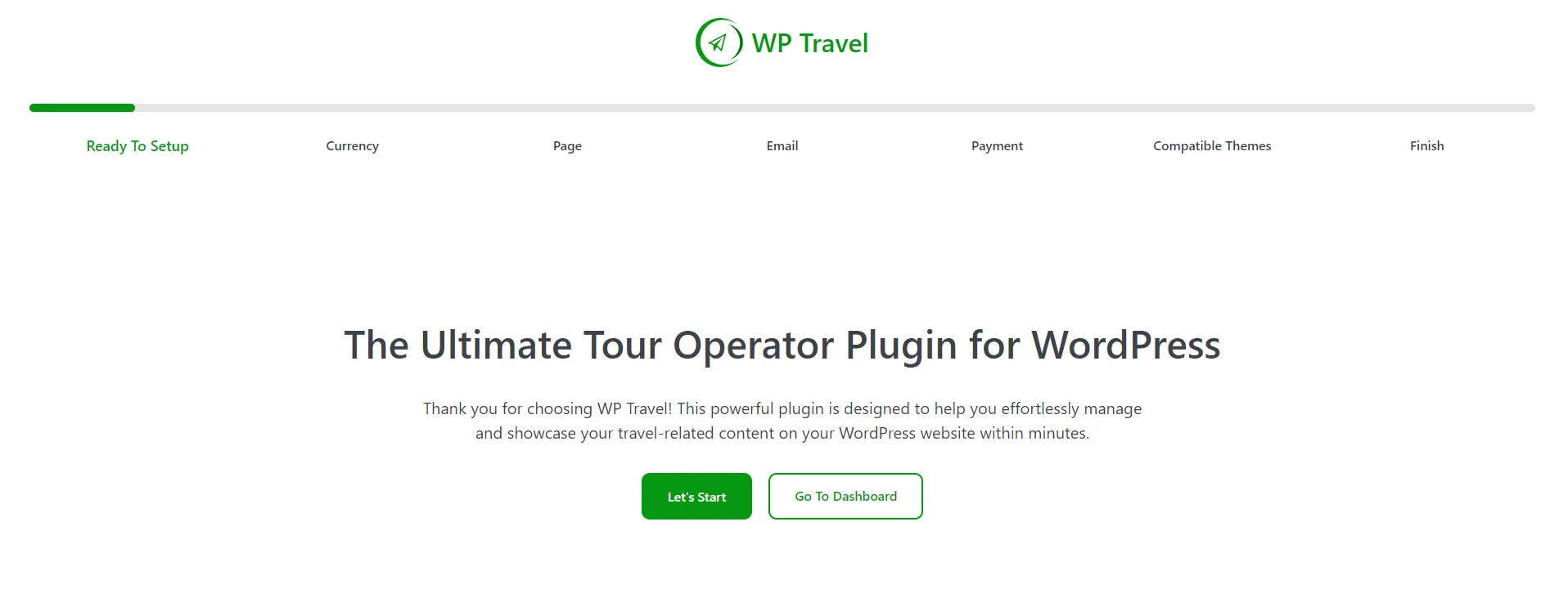 WP Travel Setup and onboarding