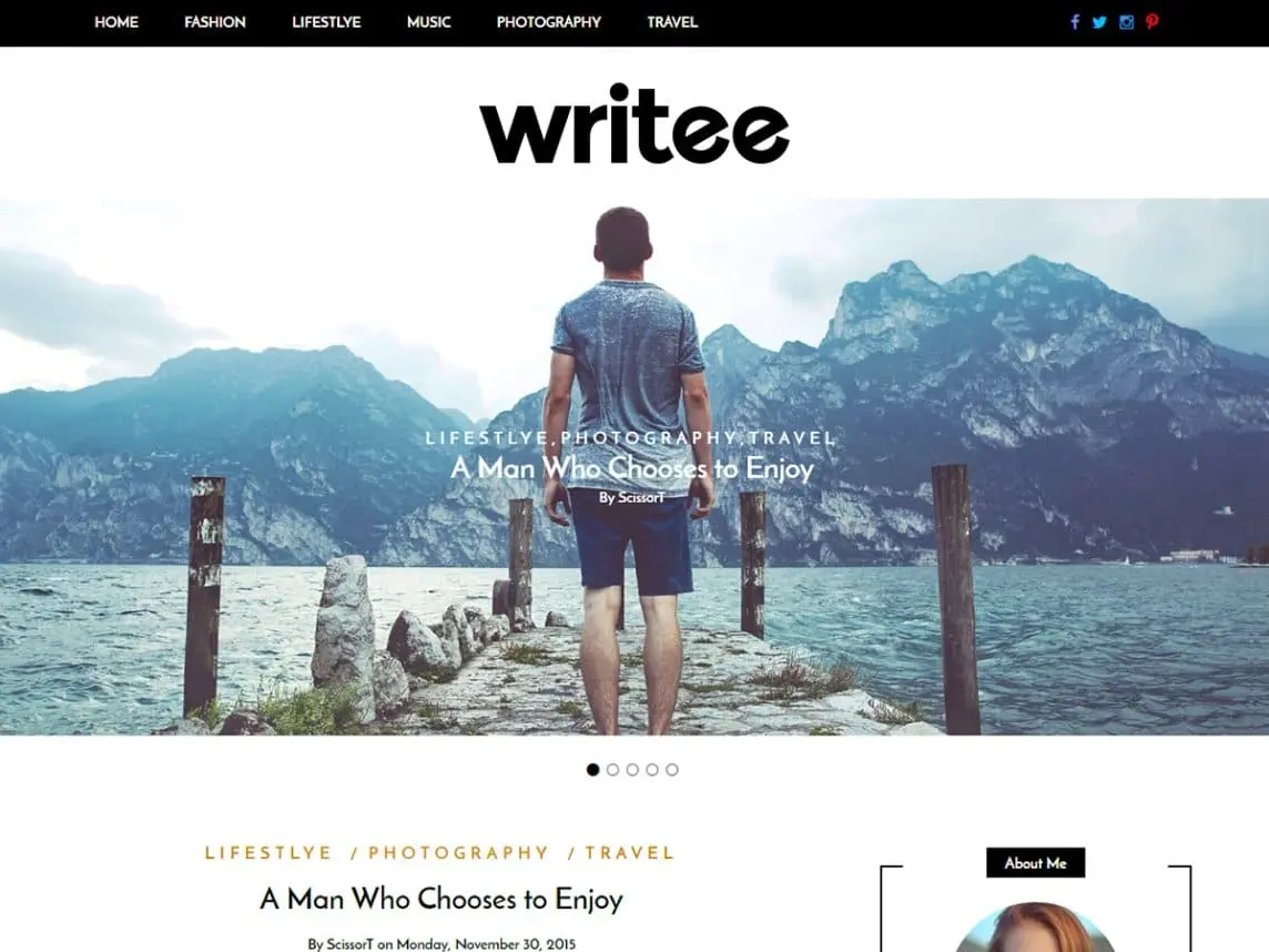 Writee is one of the best WordPress blog themes